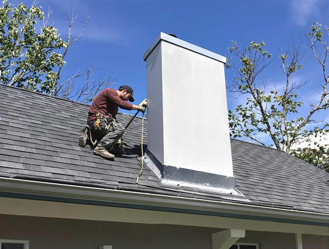 Willimantic Chimney Sweep team member finishing chimney construction in Willimantic, CT