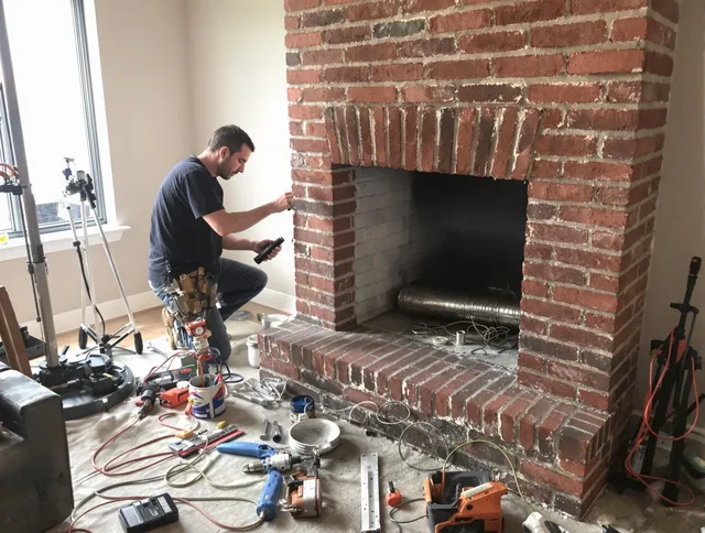 Willimantic Chimney Sweep specialist finalizing chimney liner service in Willimantic, CT