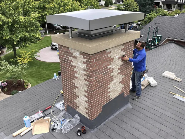 Willimantic Chimney Sweep team working on a custom chimney remodel in Willimantic, CT