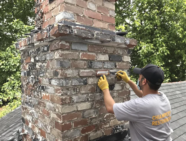 In-progress chimney restoration by Willimantic Chimney Sweep in Willimantic, CT