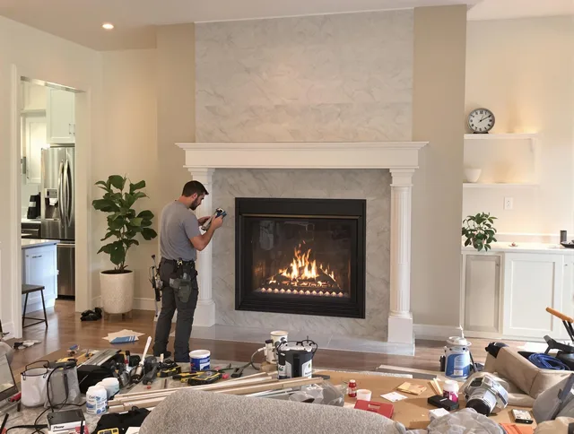 Newly installed fireplace by Willimantic Chimney Sweep in Willimantic, CT